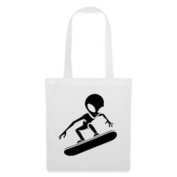 Design minimaliste : Alien Snowboarder - Sac en tissu - blanc - Devant