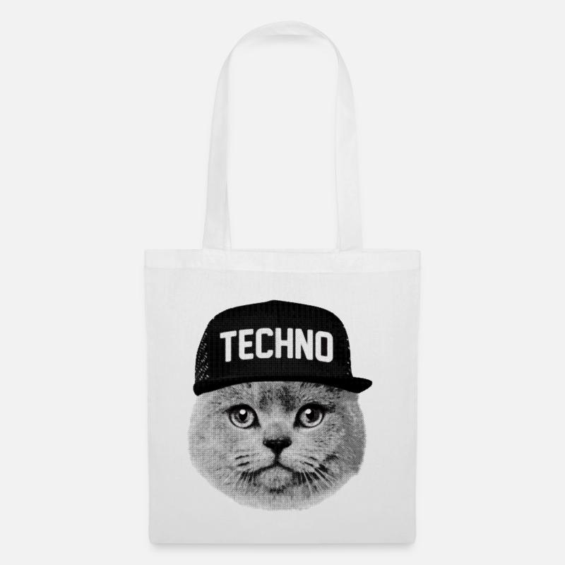 Techno chat - Sac en tissu - blanc