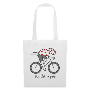 velo vélo vélos le tour cycliste maillot à pois - Sac en tissu - blanc - Devant
