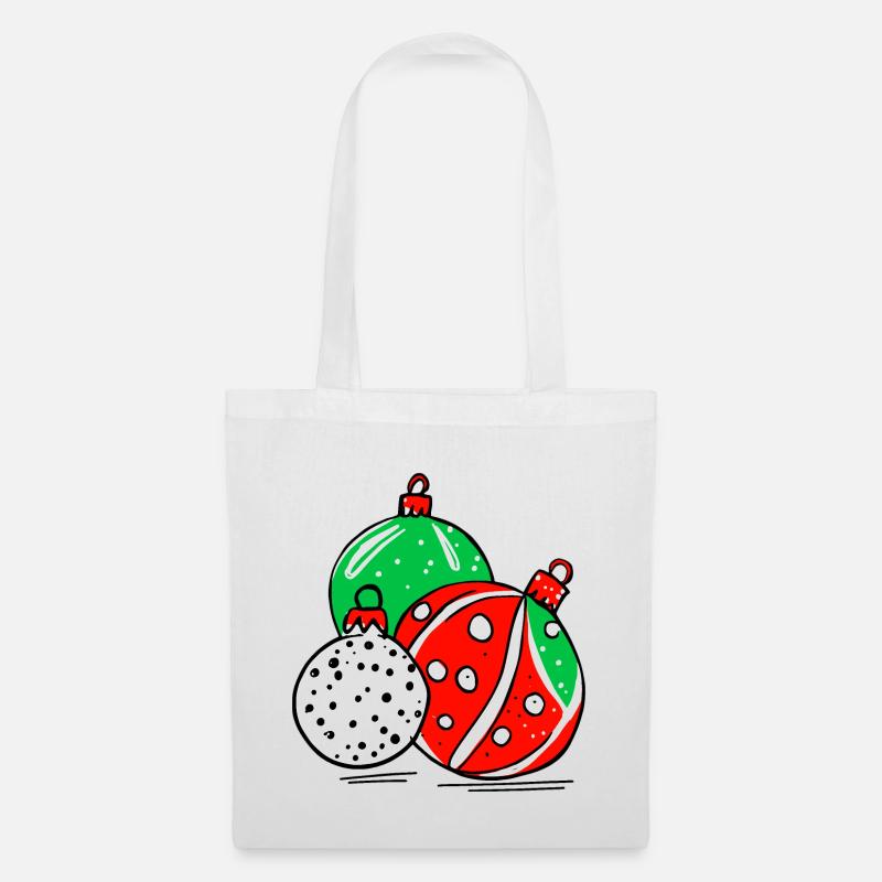Weihnachtliche Dekokugeln - Stoffbeutel - Weiß