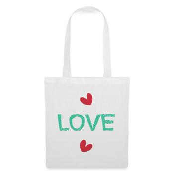 LOVE. SAINT VALENTIN. EVJF. JE T'AIME. I LOVE YOU. - Sac en tissu - blanc - Devant