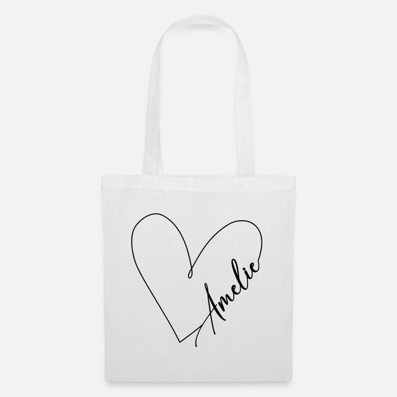 Amelie Name Herzlinie - Stoffbeutel - Weiß