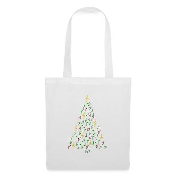 Musique Noël - Notes d'arbres de Noël - Sac en tissu - blanc - Devant