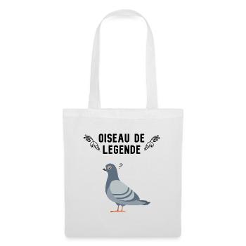 Oiseau de légende: le pigeon (typo noire) - Sac en tissu - blanc - Devant