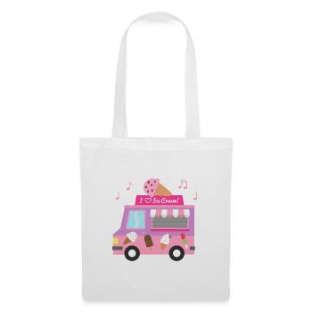 Camion de crème glacée rose - Sac en tissu - blanc - Devant