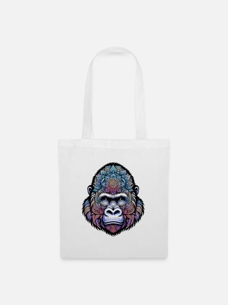Mystisches Gorilla-Mandala - Stoffbeutel - Weiß