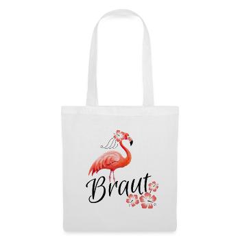Braut Flamingo JGA Hochzeit Gruppenshirt 1 - Stoffbeutel - Weiß - Vorne