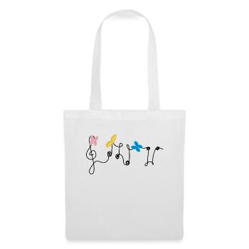 Harmonie: Musiknoten und Schmetterlinge - Stoffbeutel - Weiß - Vorne