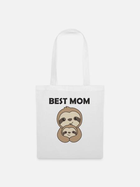 Beste Mama Faultier Mom mit Kind Mutter Muttertag - Stoffbeutel - Weiß