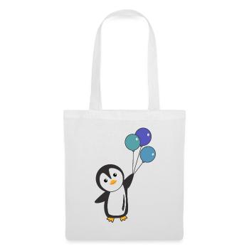 Lustiger Pinguin fliegt mit Ballons oben - Stoffbeutel - Weiß - Vorne
