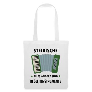 Steirische Ziehharmonika Akkordeon Geschenk - Stoffbeutel - Weiß - Vorne