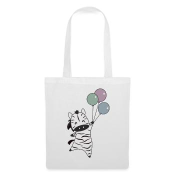 Zebra flies with balloons upwards cute animals - Tote Bag - white - Front