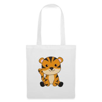 Chat prédateur tigre doux animaux pour enfants - Sac en tissu - blanc - Devant