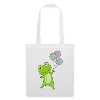 Frosch grün Luftballons lustige Tiere - Stoffbeutel - Weiß - Vorne