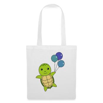 Tortue doux animal vole ballons enfants - Sac en tissu - blanc - Devant