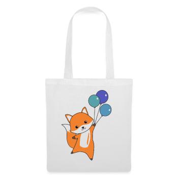 Fox cute animal flies balloons children foxes - Tote Bag - white - Front