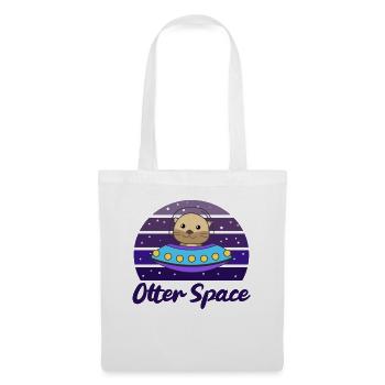 Otter Space ein süßer Otter im Weltall im Ufo - Stoffbeutel - Weiß - Vorne
