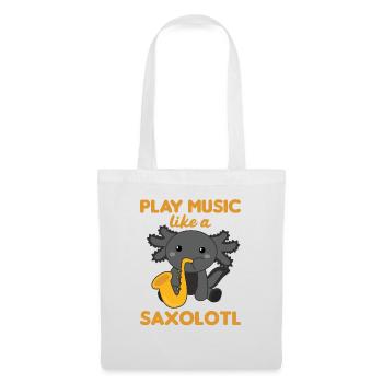 Saxolotl plays saxophone music a sweet axolotl - Tote Bag - white - Front