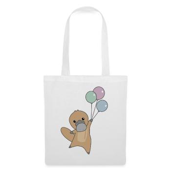 Platypus flies with balloons cute animals children - Tote Bag - white - Front