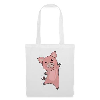 Schwein Schweinchen Ferkel lustige Schweine - Stoffbeutel - Weiß - Vorne
