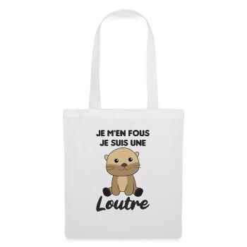Je m'en fous je suis une loutre - süßer Otter - Stoffbeutel - Weiß - Vorne