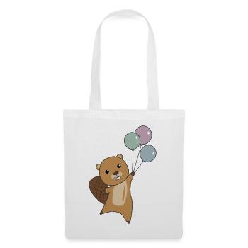 Castor ballons animaux drôles pour les enfants - Sac en tissu - blanc - Devant