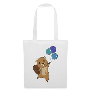Castor ballons animaux drôles pour les enfants - Sac en tissu - blanc - Devant