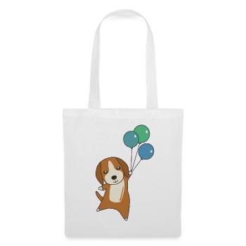 Beagle dog flies up with balloons - Tote Bag - white - Front
