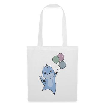 Dino flies with balloons cute animals dinosaurs - Tote Bag - white - Front