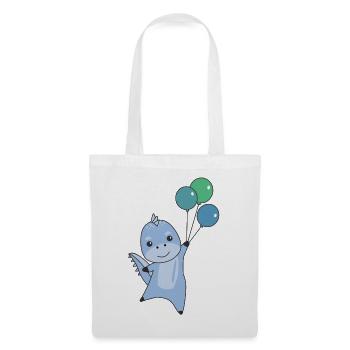 Dino flies with balloons cute animals dinosaurs - Tote Bag - white - Front