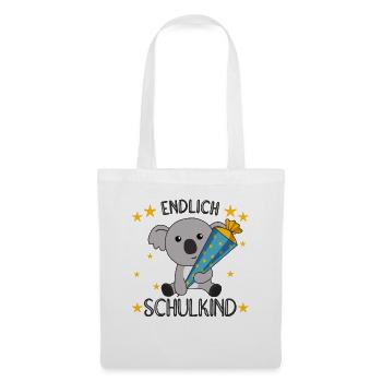 Endlich Schulkind Koala Schultüte Einschulung - Stoffbeutel - Weiß - Vorne