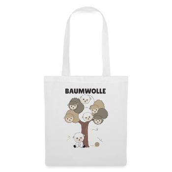 Baumwolle Schaf Wortspiel viele Schafe auf Baum - Stoffbeutel - Weiß - Vorne