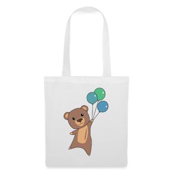 Bear flies up with balloons - Tote Bag - white - Front