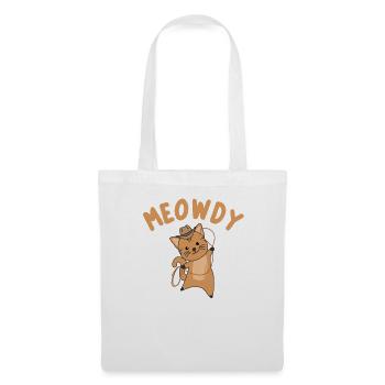 Meowdy Howdy Katze Cowboy mit Lasso süße Katzen - Stoffbeutel - Weiß - Vorne