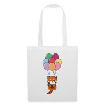 Red Panda flies upwards with colorful balloons - Tote Bag - white - Front