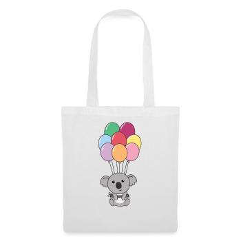 Koala fliegt mit bunten Luftballons nach oben - Stoffbeutel - Weiß - Vorne