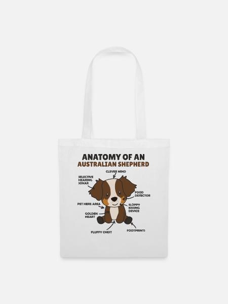 Anatomie eines Australian Shepherd süße Hunde - Stoffbeutel - Weiß