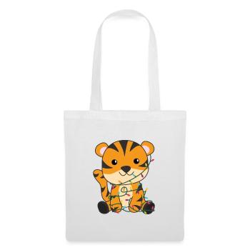 Tigre Noël Neige Hiver Animaux Tigre - Sac en tissu - blanc - Devant