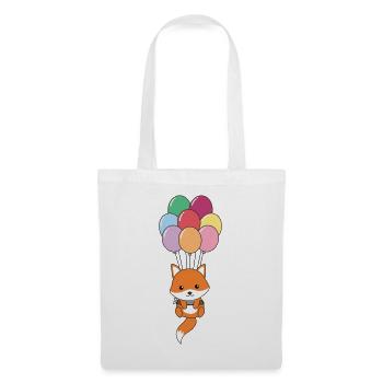 Le renard vole vers le haut avec des ballons colorés - Sac en tissu - blanc - Devant