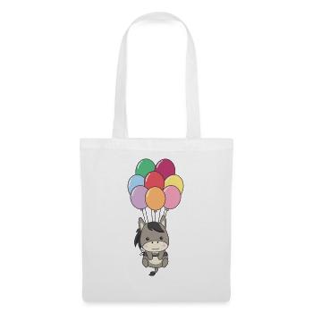 Donkey flies upwards with colorful balloons - Tote Bag - white - Front