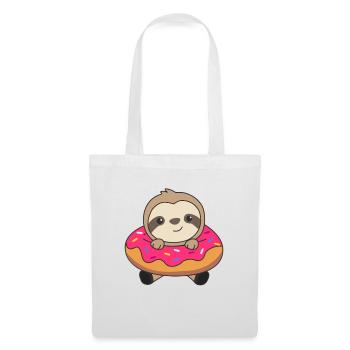 Mignon paresseux drôles d’animaux en rose beignet - Sac en tissu - blanc - Devant