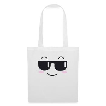 Sonnenbrille lachen Gesicht - Stoffbeutel - Weiß - Vorne