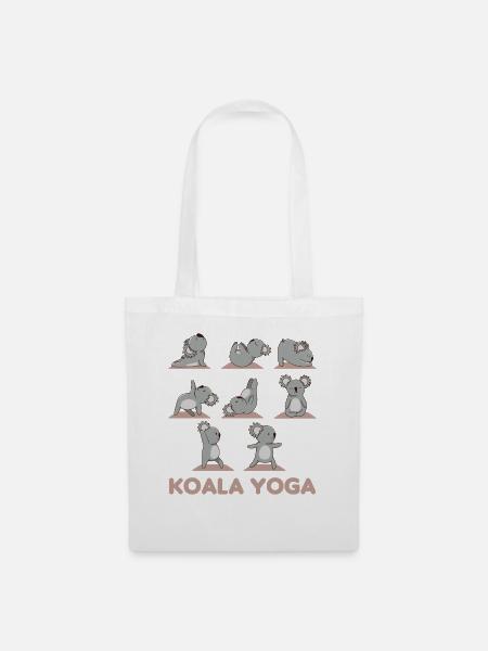 Koala Yoga süße Koalas machen Sport auf Yogamatte - Stoffbeutel - Weiß
