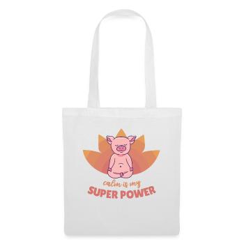 Pig Yoga cochons doux calme est mon super pouvoir - Sac en tissu - blanc - Devant