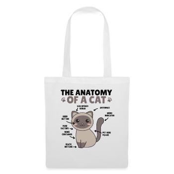 the anatomy of a cat Erklärung einer Katze - Stoffbeutel - Weiß - Vorne