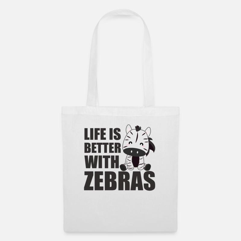 Das leben ist besser mit Zebras - süßes Zebra - Stoffbeutel - Weiß