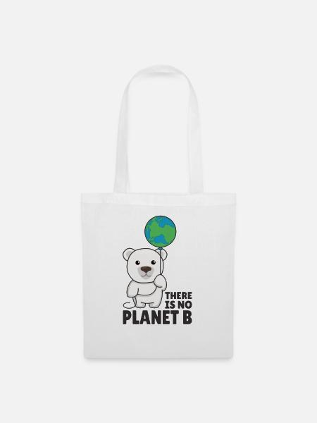 Polar bear with earth Climate protection there is no planet b - Tote Bag - white