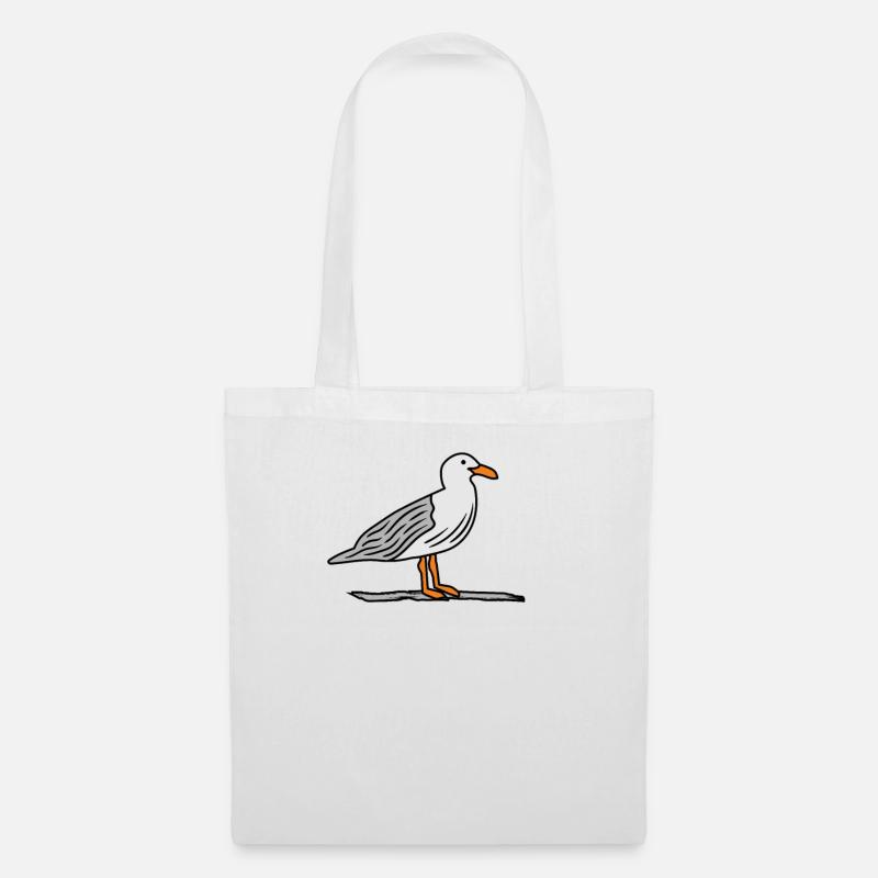 Möwe auf Stein - Stoffbeutel - Weiß