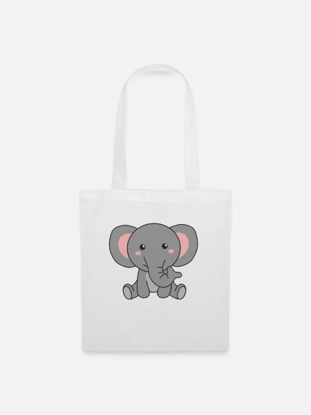 Elefant süße Tiere rosa Elefanten Zoo tiere - Stoffbeutel - Weiß