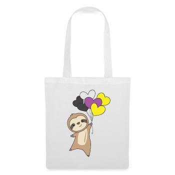 Nonbinary Flag Gay Pride LGBTQ Herzen Faultier - Stoffbeutel - Weiß - Vorne